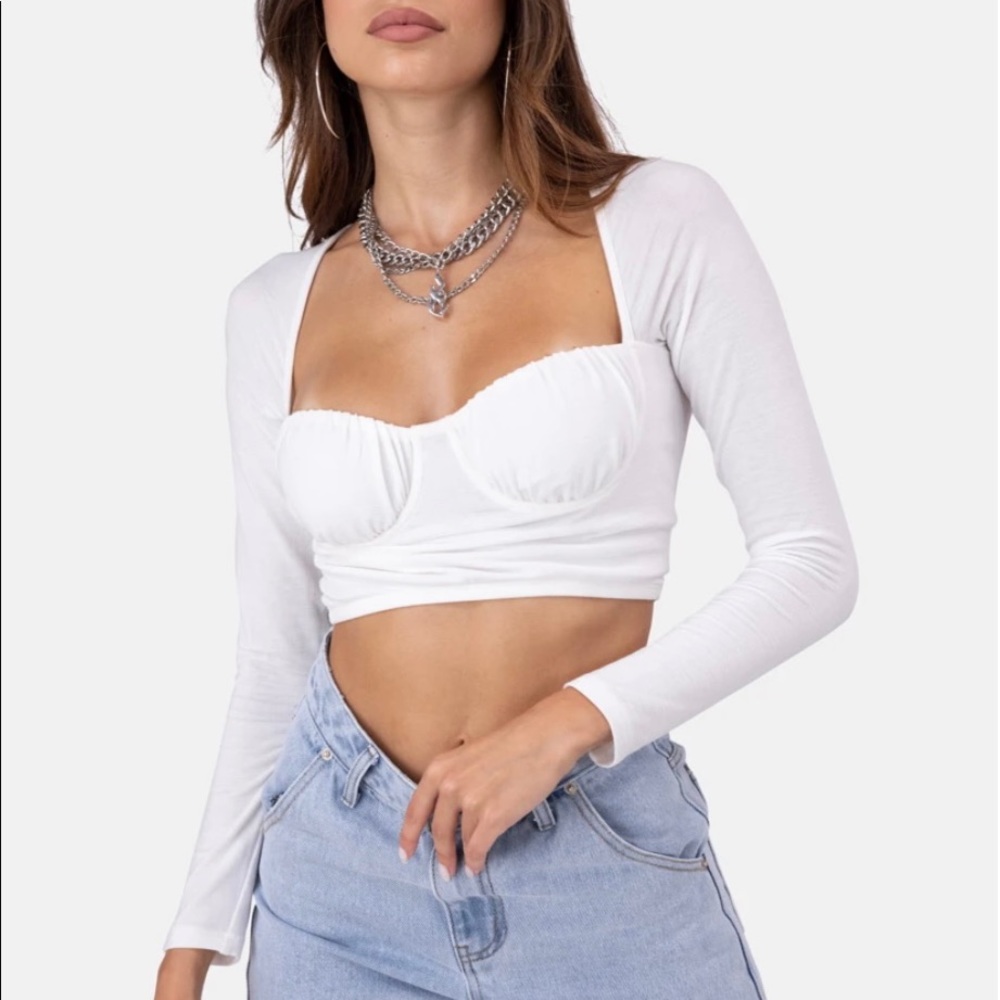 White long sleeve crop top